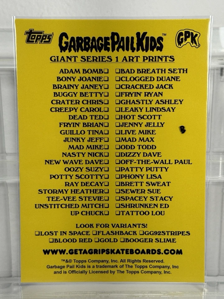 2025 Topps Garbage Pail Kids Get a Grip 5x7 Art Prints SEWER SUE GPK B - Image 2 of 2