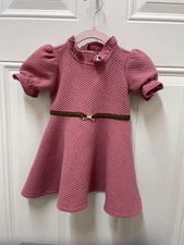 Baby Girl Janie & Jack Rose Pink Quilted Dress Size 18-24 M