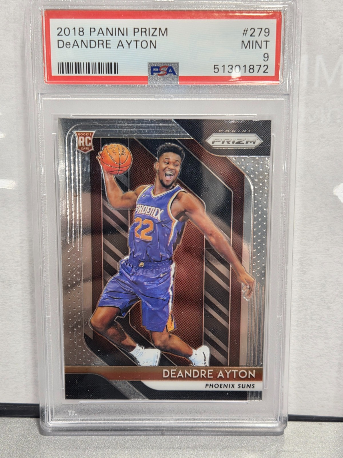 2018 Panini Prizm Deandre Ayton Silver Prizm Rookie RC #279 PSA 9 Mint Suns