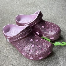 Crocs Classic Chunky Glitter Clog Pink Girls Slip-On Shoes US Size 5