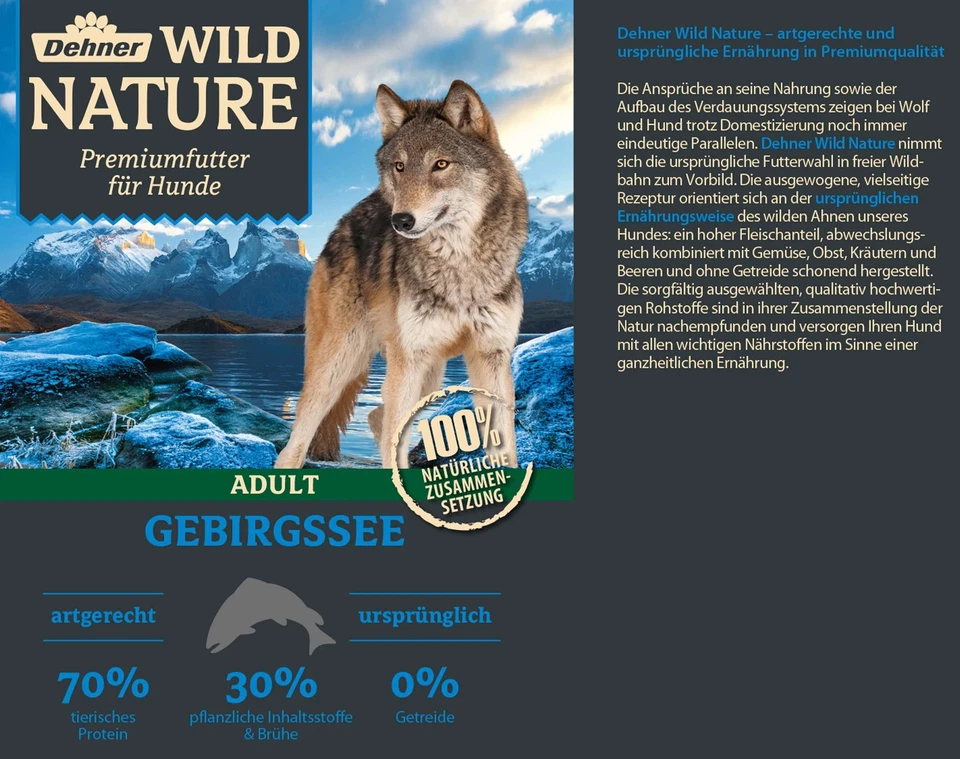 Hundefutter Nassfutter Gebirgssee Adult getreidefrei Lachs 6 x 400 g, Dehner - Bild 2 von 4