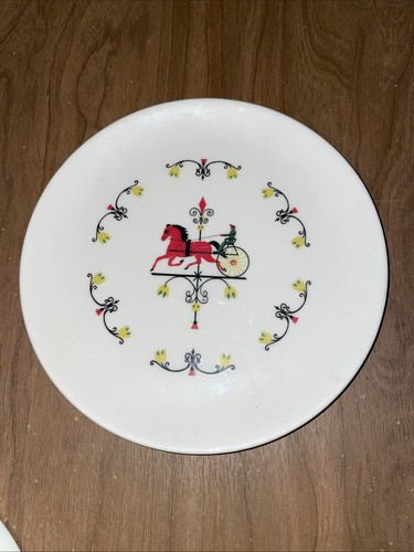 Vintage Crooksville Trotter 2 Saucers 1 Bread Plate - Picture 6 of 7