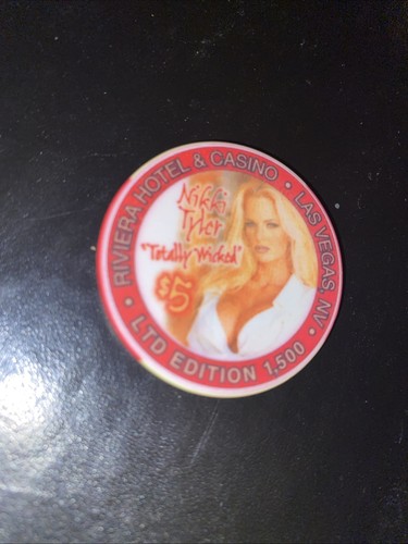 Riviera Hotel & Casino Nikki Tyler $5 casino chip, used, excellent condition