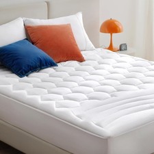 Twin Mattress Pad Cover - Quilted Fitted Mattress Topper Protector w Deep Pocket