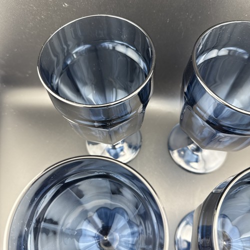 Libbey Duratuff Gibraltar Antique Blue 7" Iced Tea Water Glasses Goblet Set Of 4 - Picture 6 of 14