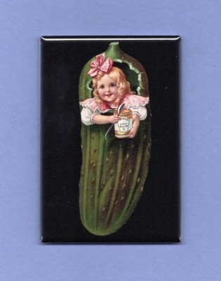 HEINZ PICKLE KIDS *2X3 FRIDGE MAGNET* GOOD THINGS FOR THE TABLE CUTE SOUP APPLE