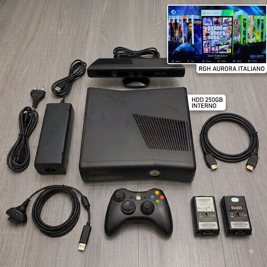 Microsoft Xbox 360 Slim RGH Console Completa Kinect testato