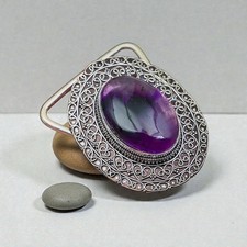 Amethyst Silver Plated Belt Buckle Handmade Western Statement Buckle
