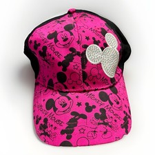 Disney Parks Youth Baseball Cap Black Pink Adjustable Curved Brim Hat