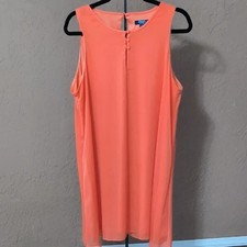 Chaps Womens Dress Sleeveless Lined Keyhole Shift Chiffon Orange Size 14