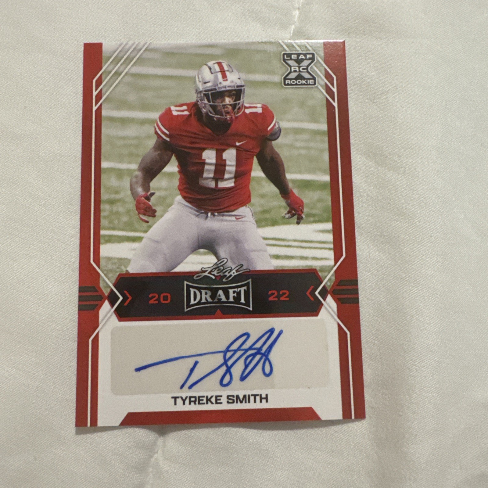 Tyreke Smith 2022 Leaf Draft Autograph Rookie Card Red #BA-TS2 Ohio State OSU