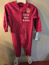 Carter's 6M Pink/Gray Striped Cotton Footed Sleeper Pajamas 2-Way Zipper