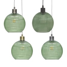 Modern Green Ribbed Glass Globe Kitchen Dining Pendant Ceiling Light Fitting