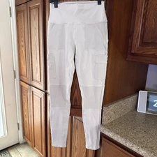 Women’s ALO yoga high waisted cargo leggings pants small beige bone 4 Pocket