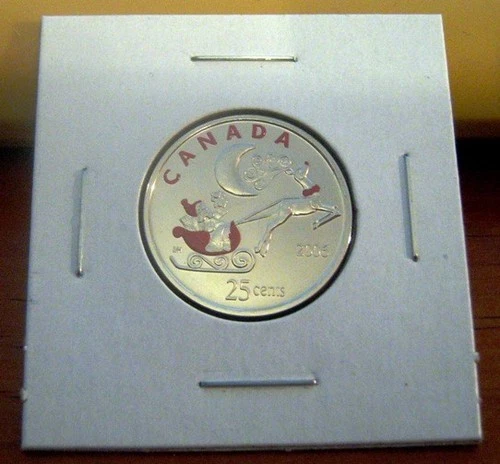 Canada 2006p Prooflike Quarter Santa and Sleigh Christmas 25 Cents X-mas