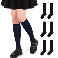 YMYDYFC Girls Knee High Socks Kids Toddler School Uniform Dress Sock Black 3pack
