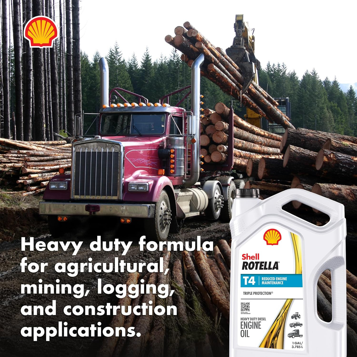 Shell Rotella T4 Triple Protection 15W-40 Motor Oil, 1 Gallon (3 Pack)