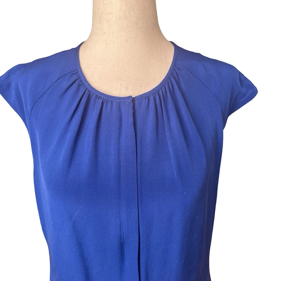 Vestido Vaina De Colección Años 90 Magaschoni Seda Cremallera Frontal Talla M? Trabajo minimalista retro azul Foto 4 de 4