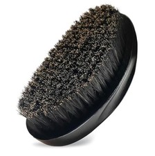 Hair Brush Curved Boar Bristle 360 Wave Men Black Wood Handle 11 Rows