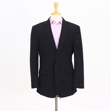 Jos. A. Bank 42R Black Sport Coat Blazer Jacket Solid 2-Button Wool