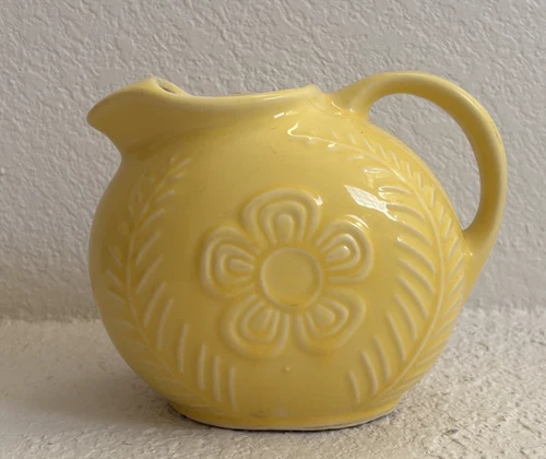 Vintage Shawnee Pottery Flower and Fern Yellow Ball Pitcher