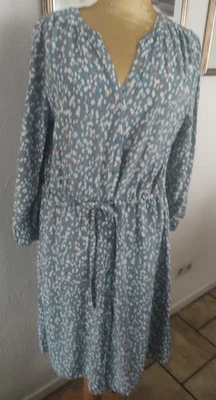 zart-blaues, betupftes Langarm- Hemdblusen-Kleid von TOM TAYLOR, Gr. 40, Viskose - Bild 1 von 2