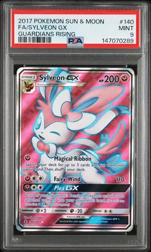 2017 POKEMON SUN & MOON GUARDIANS RISING #140 FULL ART/SYLVEON GX PSA 9