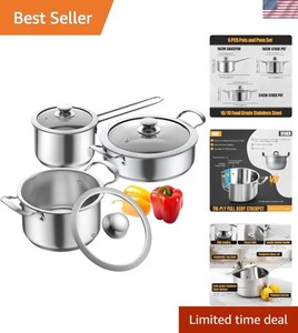 6-Piece Ensemble de cuisine en acier inoxydable antiadhésif, lave-vaisselle sans danger & Durable