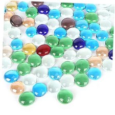 1LBed Flat Glass Marbles, Mixed Glass Beads Vase Filler Mancala Multicolor