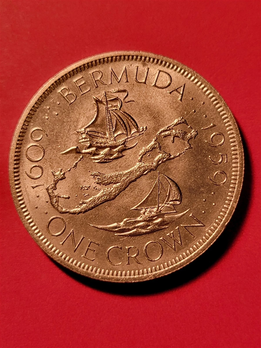 英領バーミューダ エリザベス2世 発見350周年記念 1 クラウン銀貨 1959