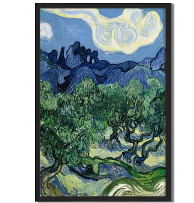 Vibrant Post-Impressionist Olive Tree Landscape Framed Wall Art Decor