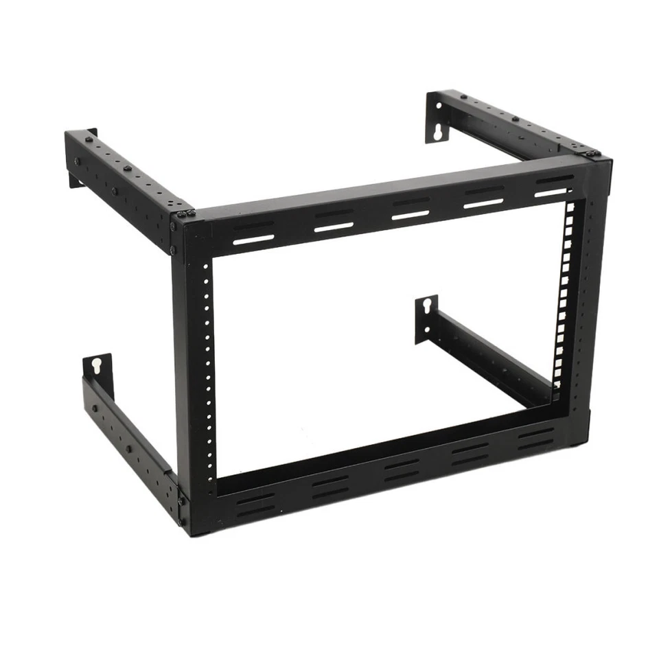 6U Adjustable Depth Wall Mount Rack 19" Vented Server Rack Open Frame Bracket - Image 3 of 4