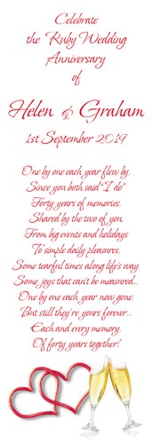 Personalised Silver Ruby Golden and Diamond Anniversary Scrolls + Organza Ribbon - Picture 10 of 24