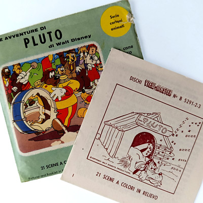 3x VIEW-MASTER 3D REEL   PLUTO   Walt DISNEY, Le AVVENTURE, Stereo B529-1,2,3-I
