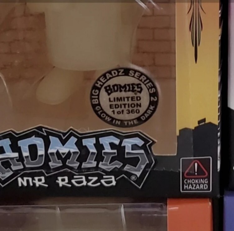 HOMIES BIG HEADZ SERIES 2 GLOW SET BOUNCY SMILEY GATA MR RAZA 1 OF