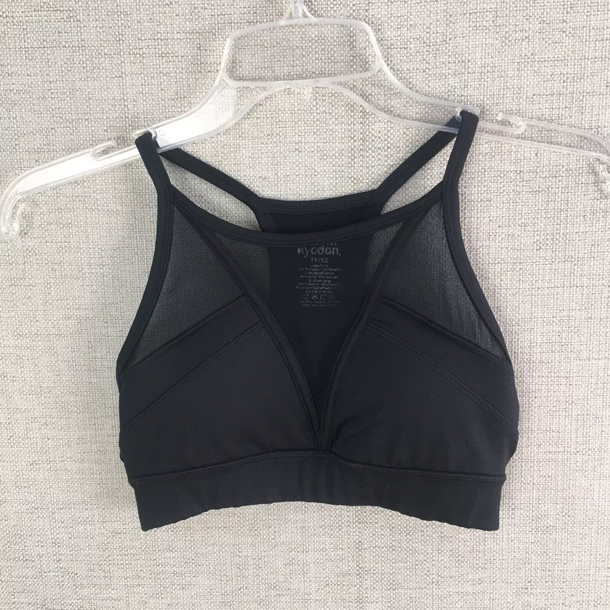 Kyodan Sports Bra Women's Size XS Black Mesh Panels Racerback