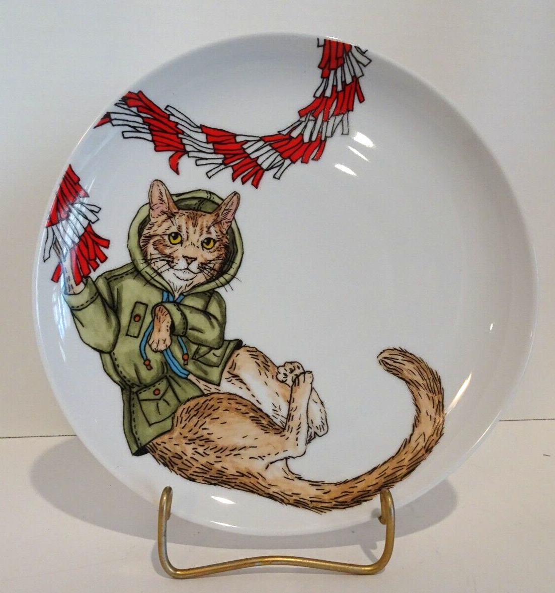 Rachel Kozlowski Dapper Animal Plate Holiday Cat West Elm NWB