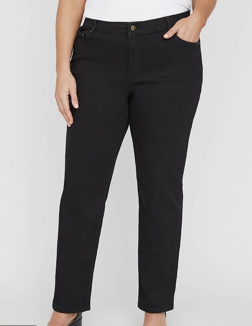 Fit Curvy Flat Front Black Jeans Plus 