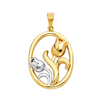 14K Bicolor Gold Rose Anhänger