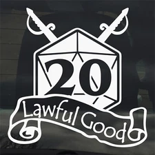 Lawful Good D20 Vinyl Sticker Decal Gaming RPG TTRPG Role Play Car Window Laptop
