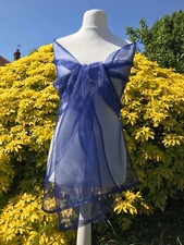 NAVY BLUE Organza Shawl, Wedding, Bridesmaid, Prom, Party Stole, Wrap UK