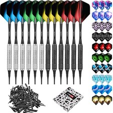16Gr. 12Stück Dartpfeile Softdart mit 12 Nylon Schäften+30Spitzen+36 Flights