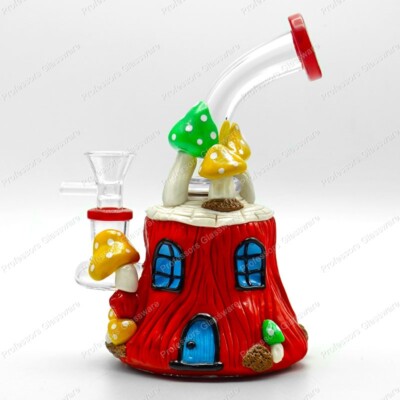 7'' Gnome Cottage Mystical House Bong MULTIPLE COLORS Thick High Quality Glass