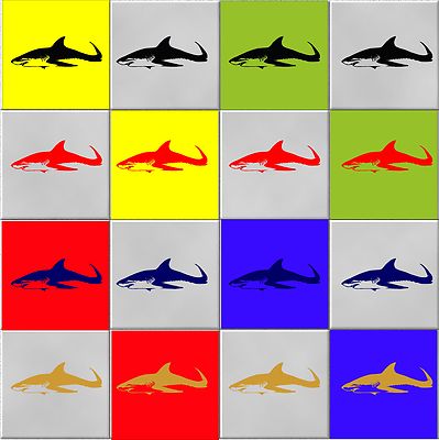 Hai Aufkleber (Decals) wasserdicht, ideal für Fliesen/Glas/Keramik - Wandbilder 