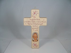 Details About Kinder Holz Kreuz Mit Ton Engel Schutzengel Spruch Kinderkreuz Taufe Geburt