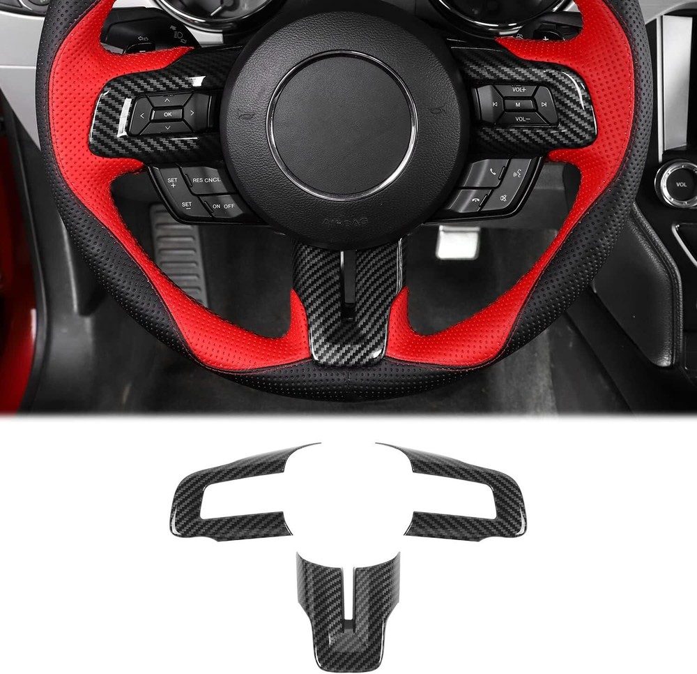For Ford Mustang 15-23 Interior Steering Wheel Cover Decoration Trim Accessories