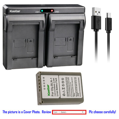 Kastar Battery Dual USB Charger for Olympus BLN-1 BLN1 Olympus OM-D E-M1 Camera