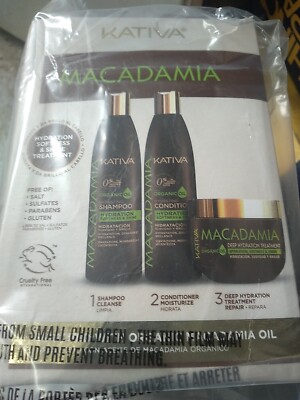 Kativa set of Macadamia Organic Product Shampoo-Conditioner-Deep Treatment 12oz