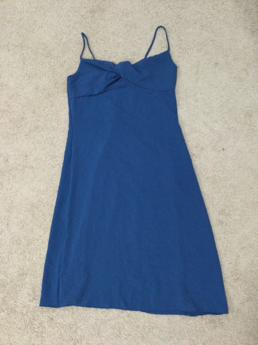 See You Monday Babydoll Midi Beachy Dress Cruise Crushed Blue Women's Size L