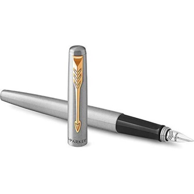 Parker Jotter Fountain Pen Stainless Steel Body with Gold Trim